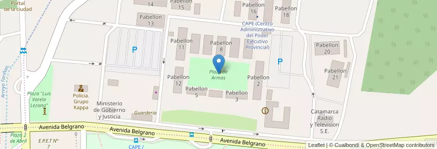 Mapa de ubicacion de Plaza de Armas en 아르헨티나, Catamarca, Departamento Capital, Municipio De San Fernando Del Valle De Catamarca, San Fernando Del Valle De Catamarca.