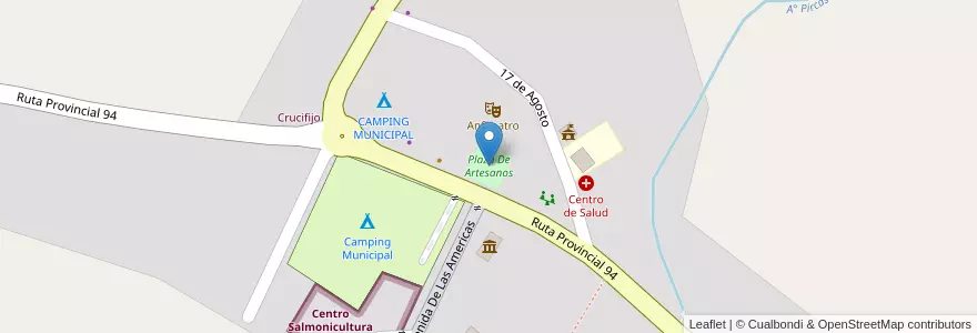 Mapa de ubicacion de Plaza De Artesanos en Argentina, Chile, Mendoza, Departamento Tunuyán, Distrito Los Chacales.