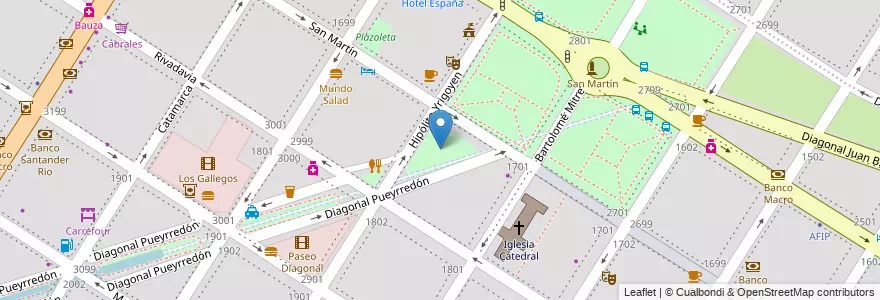 Mapa de ubicacion de Plaza de artesanos en 아르헨티나, 부에노스아이레스주, Partido De General Pueyrredón, Mar Del Plata.