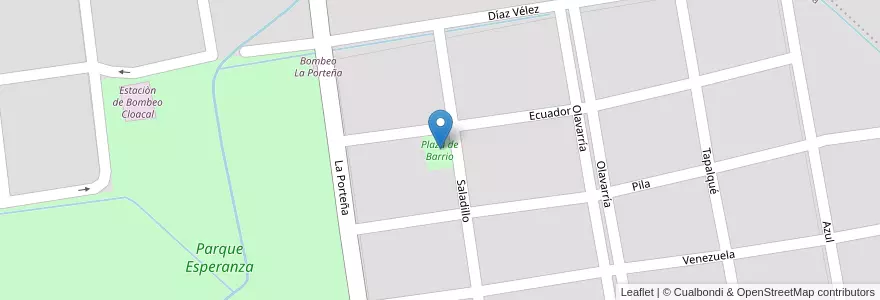 Mapa de ubicacion de Plaza de Barrio en 阿根廷, 布宜诺斯艾利斯省, Partido De Chascomús, Chascomús.