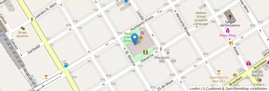 Mapa de ubicacion de Plaza de Cinemax Showcase en Argentina, Provincia Di Buenos Aires, Partido De Quilmes, Quilmes.