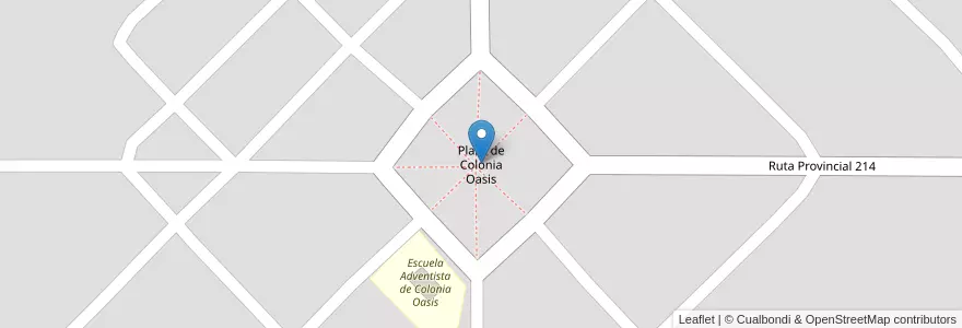 Mapa de ubicacion de Plaza de Colonia Oasis en アルゼンチン, ミシオネス州, Departamento San Ignacio, Municipio De Jardín América, Colonia Oasis.