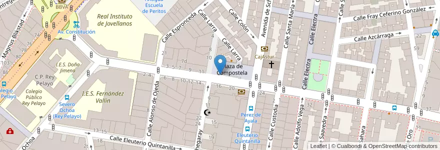 Mapa de ubicacion de Plaza de Compostela en İspanya, Asturias, Asturias, Gijón/Xixón.