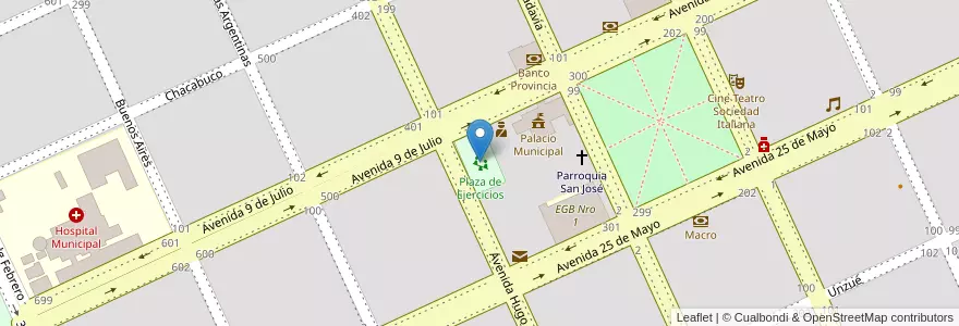 Mapa de ubicacion de Plaza de Ejercicios en Arjantin, Buenos Aires, Partido De Salliqueló.