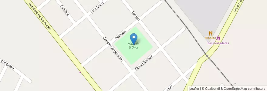 Mapa de ubicacion de Plaza de El Once en Argentina, Cile, Mendoza, Departamento Guaymallén, Distrito Kilómetro 11.