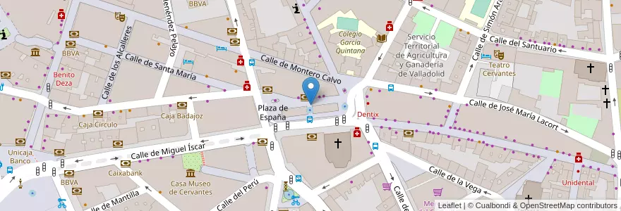 Mapa de ubicacion de Plaza de España en إسبانيا, قشتالة وليون, بلد الوليد, بلد الوليد.