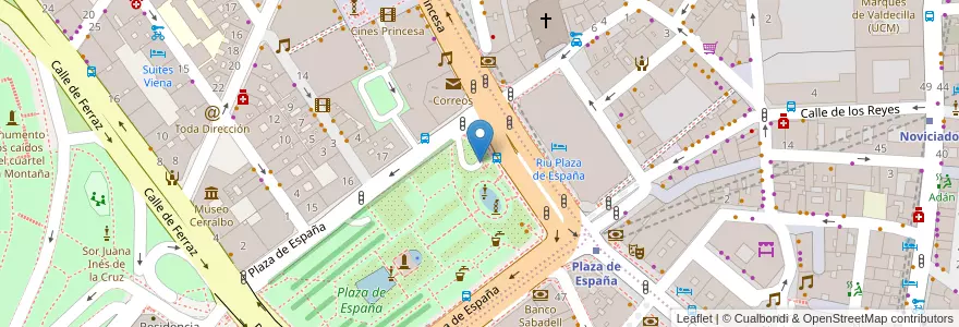 Mapa de ubicacion de Plaza de España en إسبانيا, منطقة مدريد, منطقة مدريد, Área Metropolitana De Madrid Y Corredor Del Henares, مدريد.