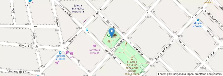 Mapa de ubicacion de Plaza de Isidora, Liniers en アルゼンチン, Ciudad Autónoma De Buenos Aires, Comuna 9, ブエノスアイレス.