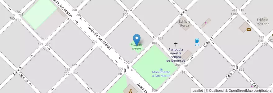 Mapa de ubicacion de Plaza de juegos en Argentinië, La Pampa, Departamento Maracó, Municipio De General Pico.