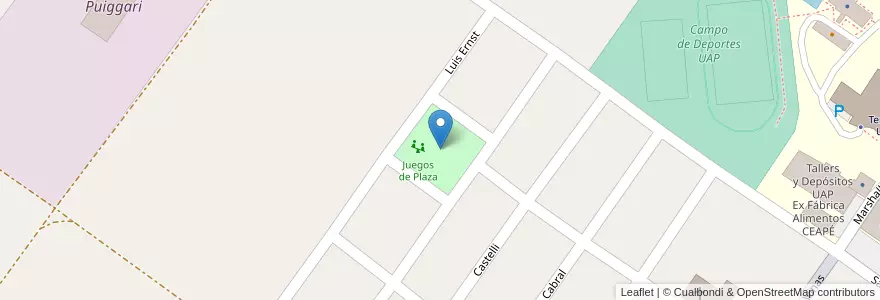 Mapa de ubicacion de Plaza de juegos en アルゼンチン, エントレ・リオス州, Departamento Diamante, Libertador San Martín, Distrito Palmar.