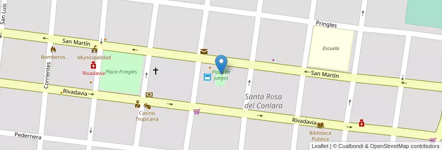 Mapa de ubicacion de Plaza de juegos en الأرجنتين, San Luis, Junín, Municipio De Santa Rosa Del Conlara.