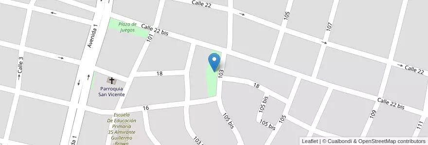 Mapa de ubicacion de Plaza de juegos en Argentinië, Buenos Aires, Partido De Mercedes, Mercedes.