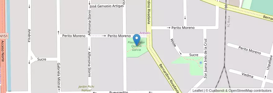 Mapa de ubicacion de Plaza de Juegos Integradores Club de Leones en アルゼンチン, チリ, リオネグロ州, Cipolletti, Departamento General Roca.
