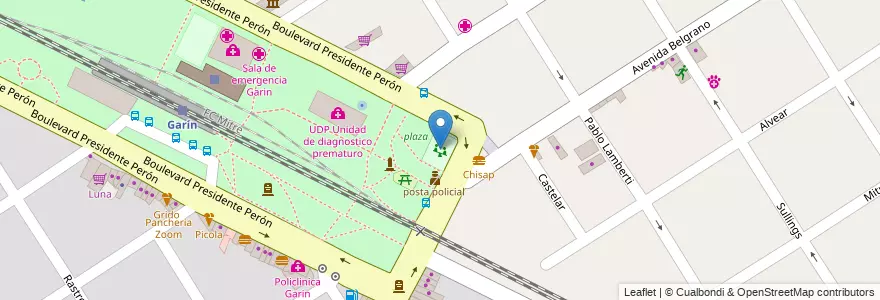 Mapa de ubicacion de plaza de juegos en 아르헨티나, 부에노스아이레스주, Partido De Escobar, Garín.