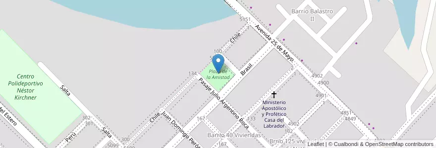 Mapa de ubicacion de Plaza de la Amistad en الأرجنتين, Chaco, Departamento San Fernando, Municipio De Fontana, Fontana.