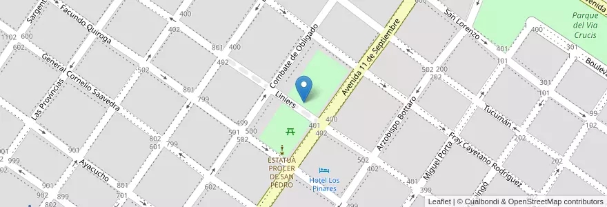 Mapa de ubicacion de plaza de la amistad en آرژانتین, استان بوئنوس آیرس, Partido De San Pedro, San Pedro.