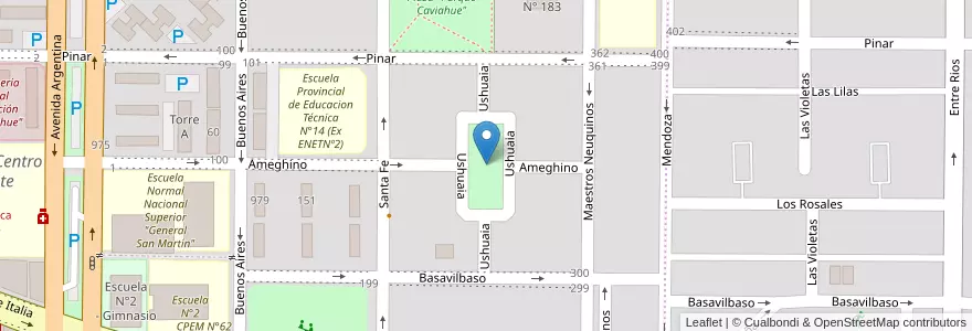 Mapa de ubicacion de Plaza de la Amistad en الأرجنتين, تشيلي, نيوكوين, Departamento Confluencia, Municipio De Neuquén, Neuquén.