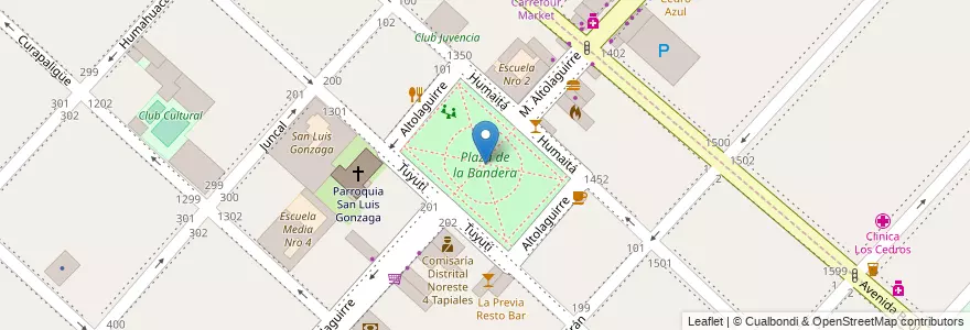 Mapa de ubicacion de Plaza de la Bandera en 阿根廷, 布宜诺斯艾利斯省, Partido De La Matanza, Tapiales.