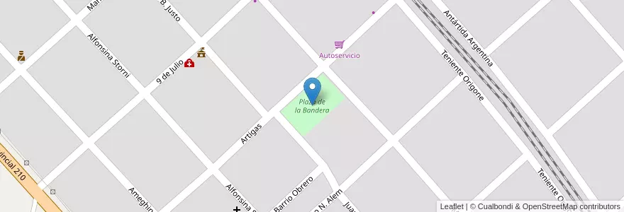 Mapa de ubicacion de Plaza de la Bandera en 아르헨티나, 부에노스아이레스주, Partido De San Vicente.