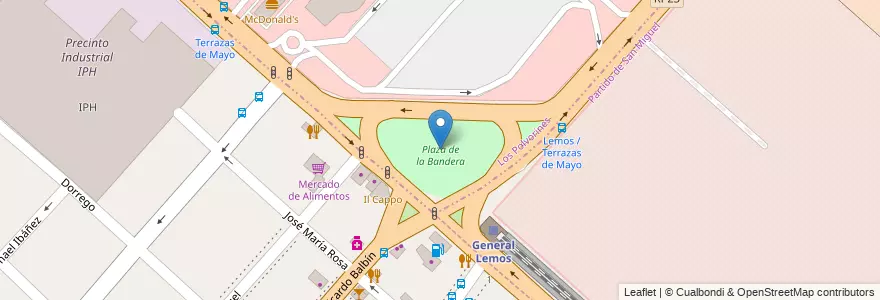 Mapa de ubicacion de Plaza de la Bandera en アルゼンチン, ブエノスアイレス州, Partido De Malvinas Argentinas.