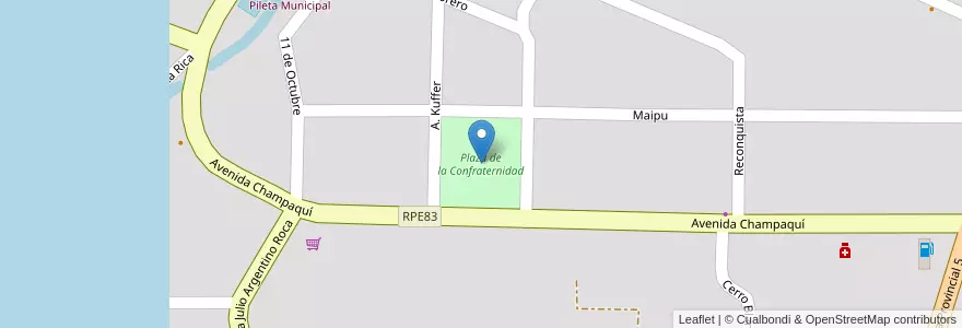 Mapa de ubicacion de Plaza de la Confraternidad en Argentinië, Córdoba, Departamento Calamuchita, Pedanía Los Reartes, Municipio De Villa General Belgrano, Villa General Belgrano.