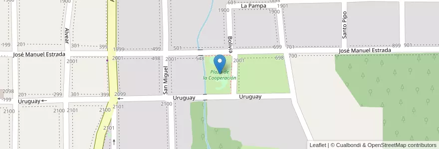 Mapa de ubicacion de Plaza de la Cooperación en Аргентина, Misiones, Departamento Libertador General San Martín, Municipio De Puerto Rico.