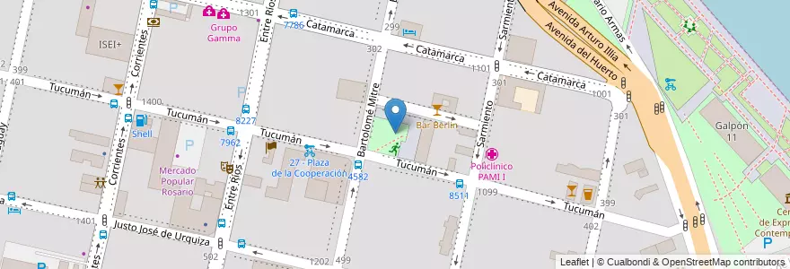Mapa de ubicacion de Plaza de la Cooperación en Argentine, Santa Fe, Departamento Rosario, Municipio De Rosario, Rosario.