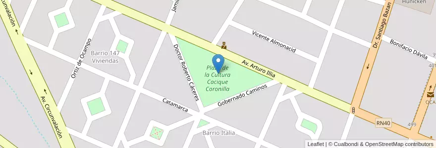 Mapa de ubicacion de Plaza de la Cultura Cacique Coronilla en Arjantin, La Rioja, Departamento Chilecito, Chilecito.
