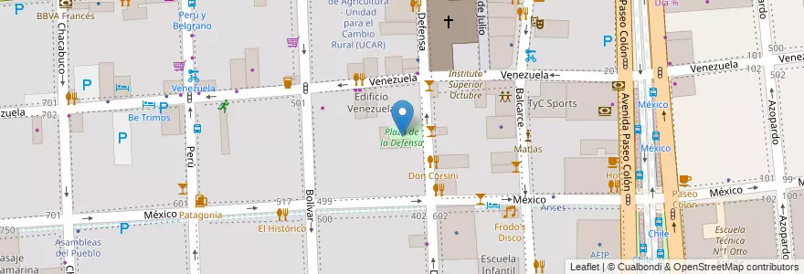 Mapa de ubicacion de Plaza de la Defensa, Montserrat en Arjantin, Ciudad Autónoma De Buenos Aires, Comuna 1, Buenos Aires.