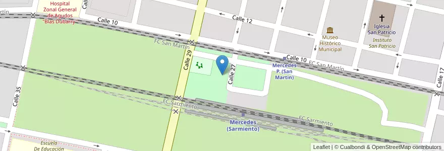 Mapa de ubicacion de Plaza de la Estación en Argentina, Buenos Aires, Partido De Mercedes, Mercedes.