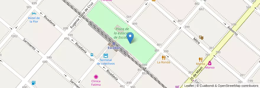 Mapa de ubicacion de Plaza de la estación de Escobar en Argentina, Provincia Di Buenos Aires, Partido De Escobar, Belén De Escobar.