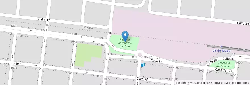Mapa de ubicacion de Plaza de la Estacion de Tren en アルゼンチン, ブエノスアイレス州, Partido De Veinticinco De Mayo, Veinticinco De Mayo.