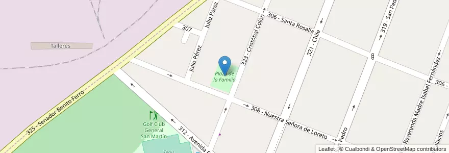 Mapa de ubicacion de Plaza de la Familia en Argentina, Provincia Di Buenos Aires, Partido De Tres De Febrero, Villa Raffo.