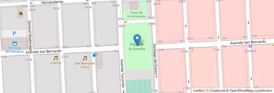 Mapa de ubicacion de Plaza de la Familia en Arjantin, Buenos Aires, Partido De La Costa, San Bernardo Del Tuyú.