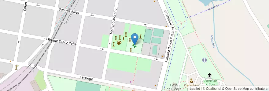 Mapa de ubicacion de Plaza de la Felicidad en Аргентина, Междуречье, Departamento Concordia, Distrito Suburbios, Concordia, Concordia.