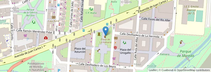 Mapa de ubicacion de Plaza de La Habana en Испания, Астурия, Астурия, Gijón/Xixón.