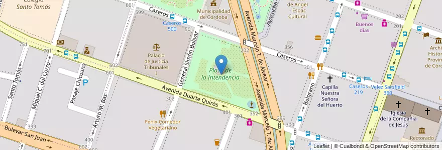 Mapa de ubicacion de Plaza de la Intendencia en Аргентина, Кордова, Departamento Capital, Pedanía Capital, Córdoba, Municipio De Córdoba.