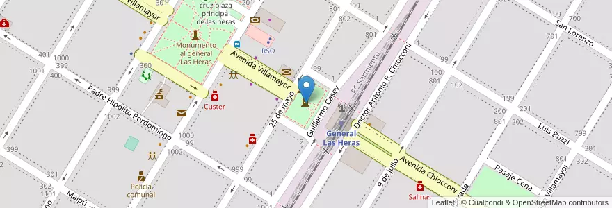 Mapa de ubicacion de Plaza de la Madre en 阿根廷, 布宜诺斯艾利斯省, Partido De General Las Heras, General Las Heras.