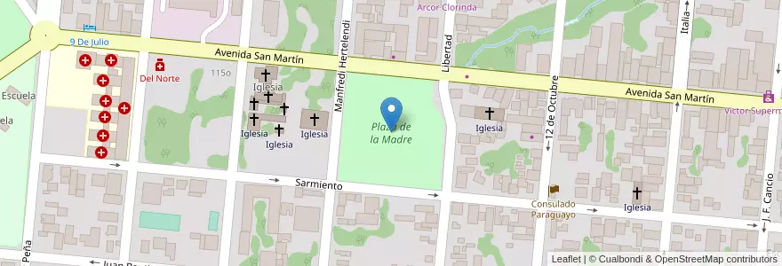 Mapa de ubicacion de Plaza de la Madre en Аргентина, Формоса, Departamento Pilcomayo, Municipio De Clorinda, Clorinda.