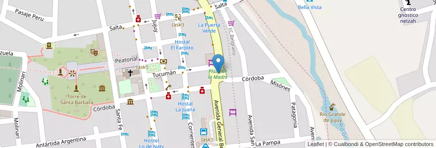 Mapa de ubicacion de Plaza de la Madre en アルゼンチン, フフイ州, Departamento Humahuaca, Municipio De Humahuaca, Humahuaca.