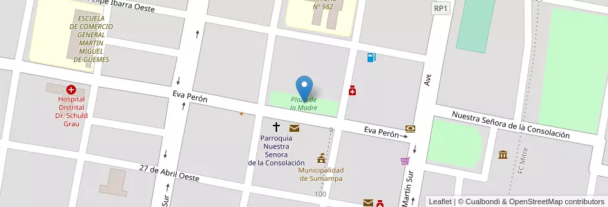 Mapa de ubicacion de Plaza de la Madre en 아르헨티나, Santiago Del Estero, Departamento Quebrachos, Sumampa.