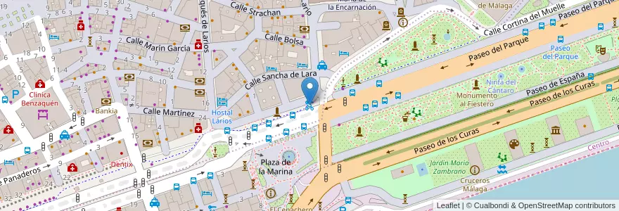 Mapa de ubicacion de Plaza de la Marina en Espanha, Andaluzia, Málaga, Málaga-Costa Del Sol, Málaga.