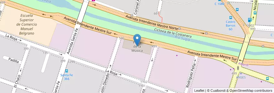 Mapa de ubicacion de Plaza de la Música en الأرجنتين, Córdoba, Departamento Capital, Pedanía Capital, Córdoba, Municipio De Córdoba.