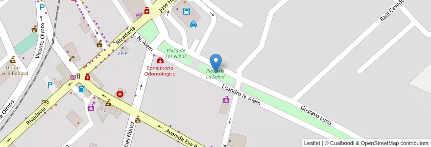 Mapa de ubicacion de Plaza de La Salud en آرژانتین, Córdoba, Departamento Cruz Del Eje, Municipio De Cruz Del Eje, Pedanía Cruz Del Eje, Cruz Del Eje.