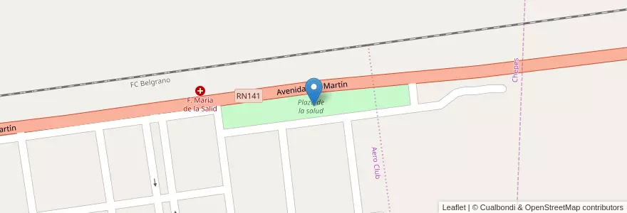 Mapa de ubicacion de Plaza de la salud en Argentinië, La Rioja, Departamento Rosario Vera Peñaloza, Chepes.