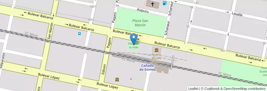 Mapa de ubicacion de Plaza de la Vida en 阿根廷, Santa Fe, Departamento Iriondo, Municipio De Cañada De Gómez, Cañada De Gómez.