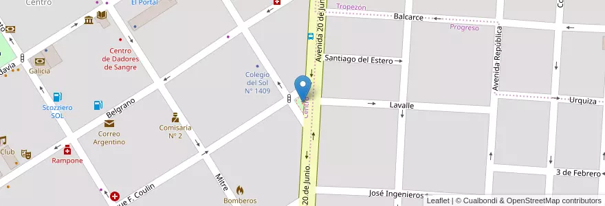 Mapa de ubicacion de Plaza de las Américas en آرژانتین, سانتافه, Departamento San Jerónimo, Municipio De Gálvez, Gálvez.