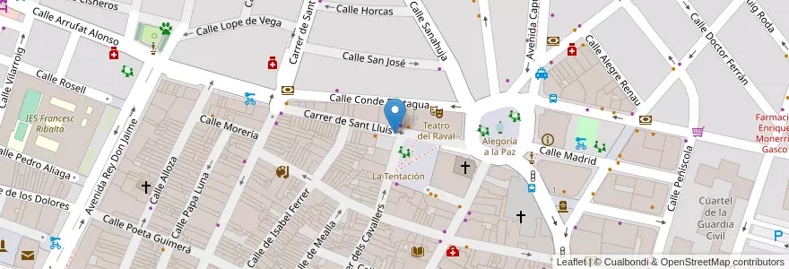 Mapa de ubicacion de Plaza de las Aulas en Sepanyol, Comunitat Valenciana, Castelló / Castellón, La Plana Alta, Castelló De La Plana.