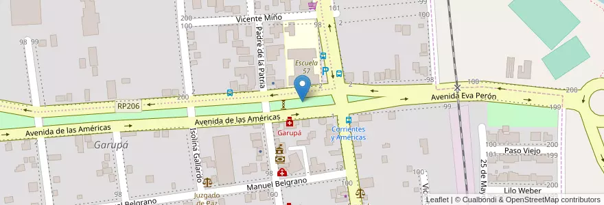 Mapa de ubicacion de Plaza de las Banderas en アルゼンチン, ミシオネス州, Departamento Capital, Municipio De Garupá, Garupá.