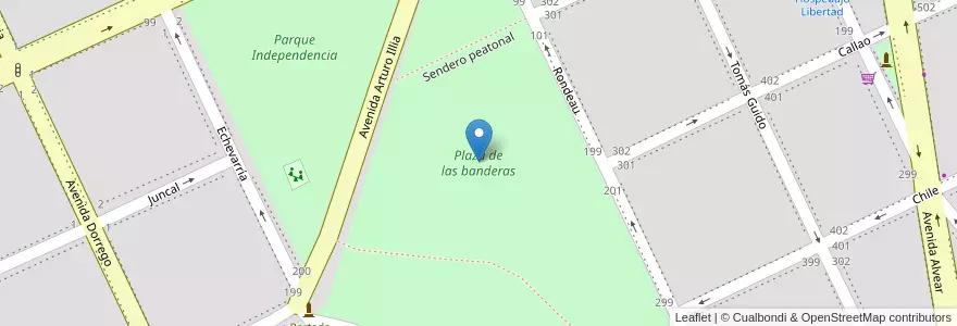 Mapa de ubicacion de Plaza de las banderas en الأرجنتين, بوينس آيرس, Partido De Tandil, Tandil.